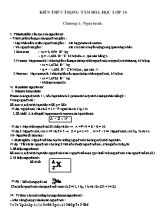 Kiến thức trọng tâm Hóa học lớp 10